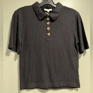 X Supply black ribbed polo shirt
